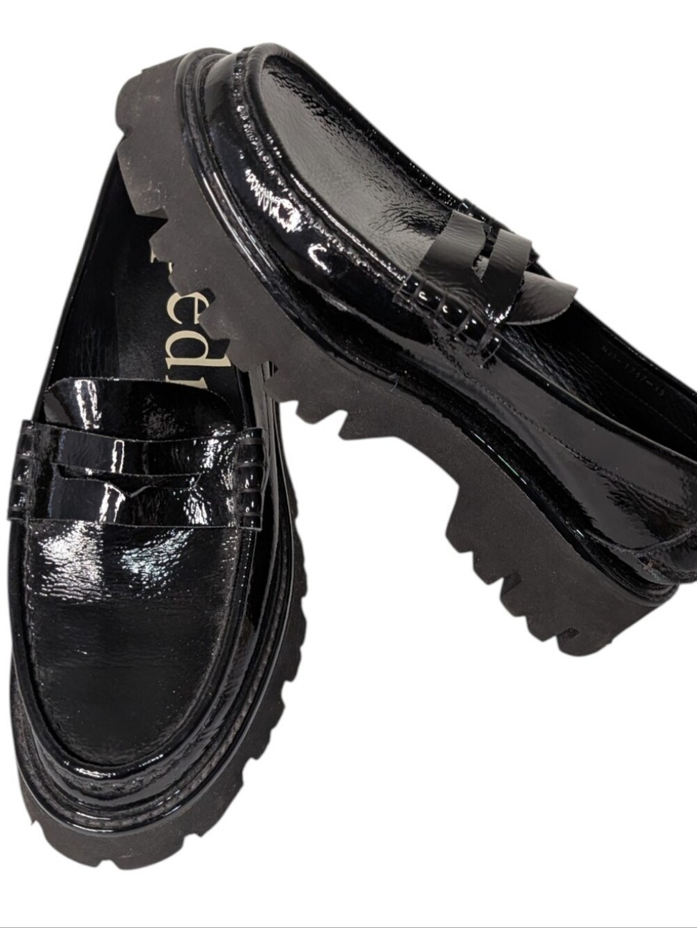 Pedro Garcia Sloan Black Patent Leather Wedge Loafers....Size 38.5/ US 8.5